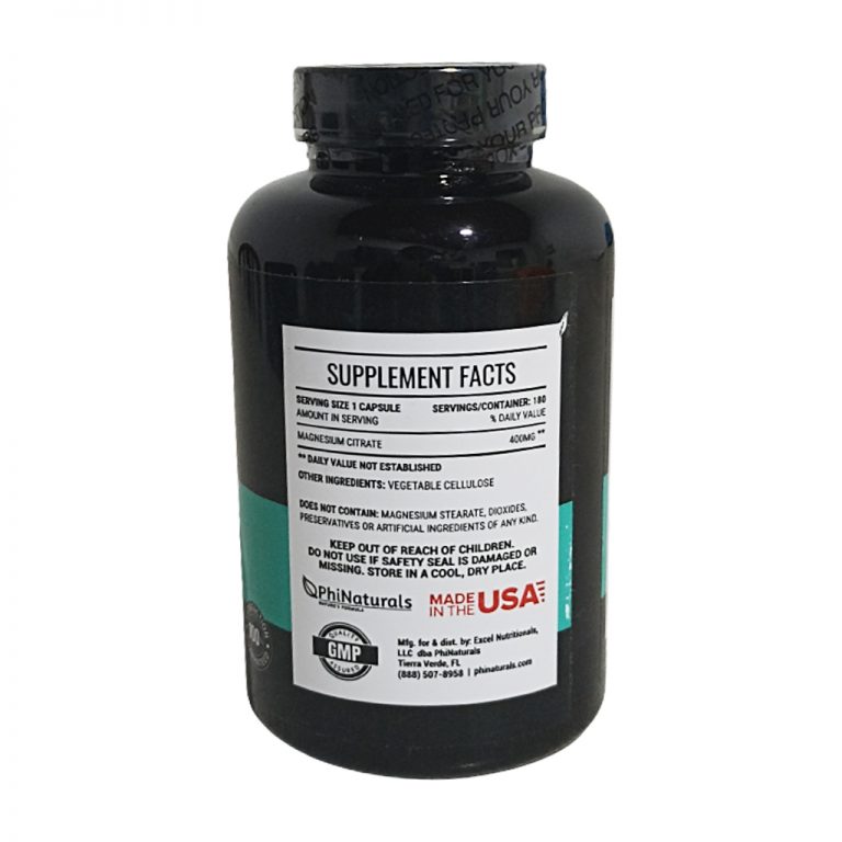 Magnesium Citrate 400mg PhiNaturals (Citrato De Magnesio) - Priceless ...