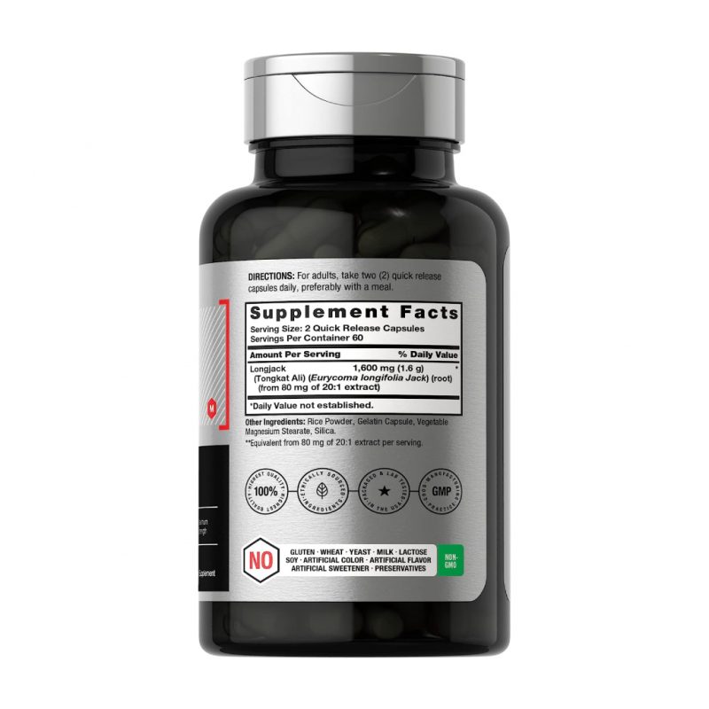 Complément Longjack Tongka 1600mg - 120 Capsules, énergie, Endurance, Testostérone, Livraison Rapide