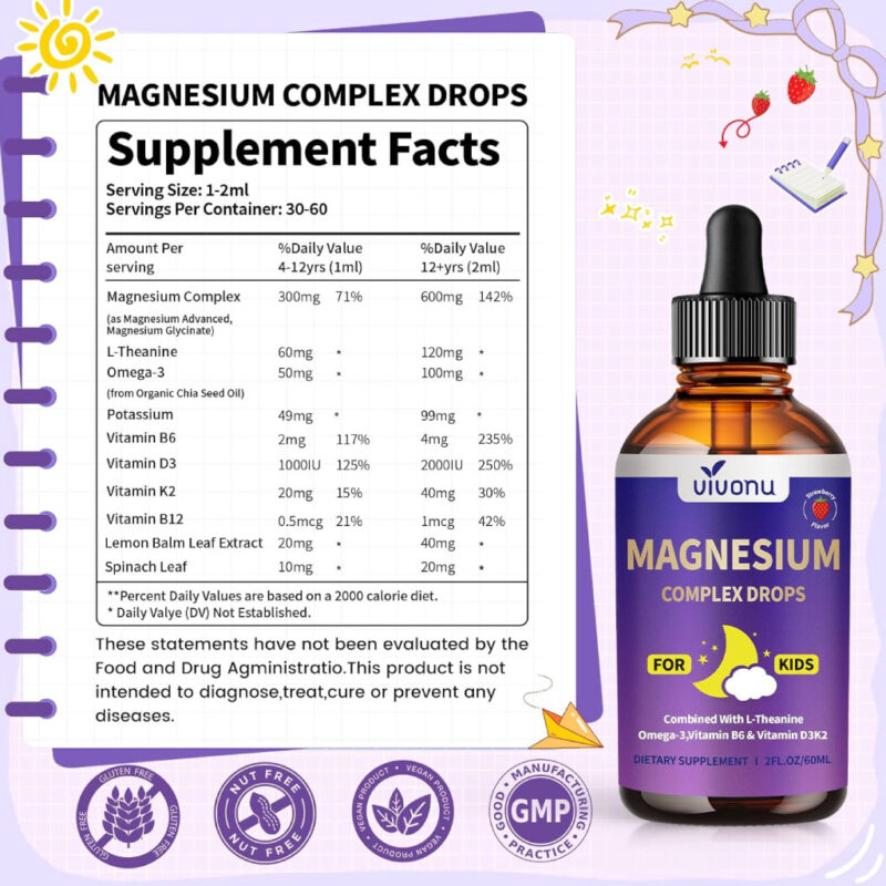 MAGNESIUM COMPLEX DROPS KIDS 2FL.OZ 60ML VIVONU - Priceless Imports ...